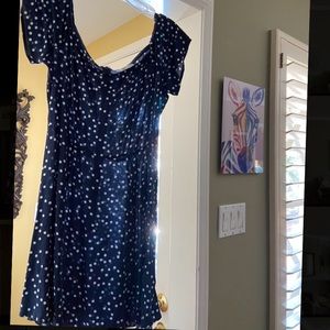 Off the shoulder, polka dot dress